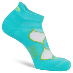 Enduro No-Show Running Socks, Turquoise/Lime Punch