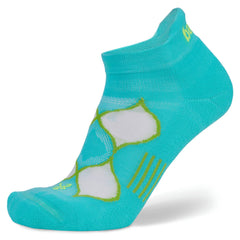 Enduro No-Show Running Socks, Turquoise/Lime Punch