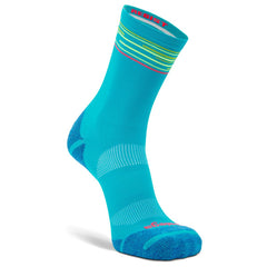 Blister Resist Light Mini Crew Running Socks, Lake Blue/Lime Punch