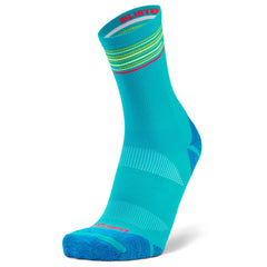 Blister Resist Light Mini Crew Running Socks, Lake Blue/Lime Punch