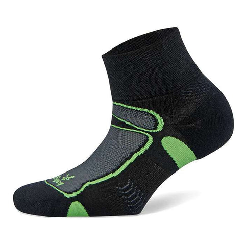Ultralight Quarter Running Socks, Black/Lime