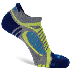 Ultralight No-Show Running Socks, Grey Heather/Royal Blue