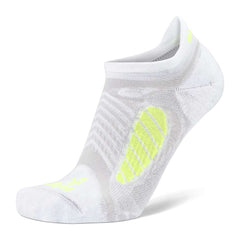 Ultralight No-Show Running Socks, White/Yellow
