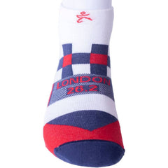 London Marathon (2023) Ultralight No Show Running Socks, White/Blue/Red
