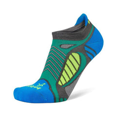 Ultralight No-Show Running Socks, Light Grey/Bright Turquoise