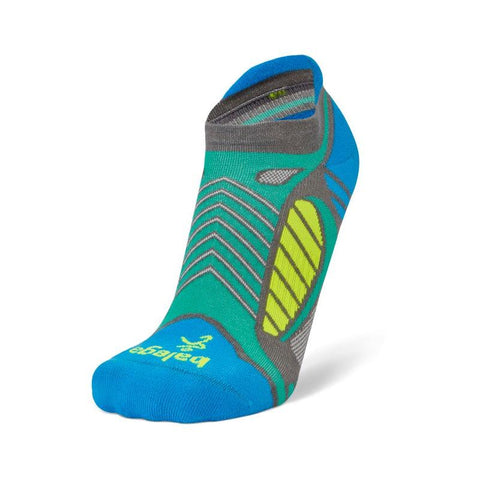 Ultralight No-Show Running Socks, Light Grey/Bright Turquoise