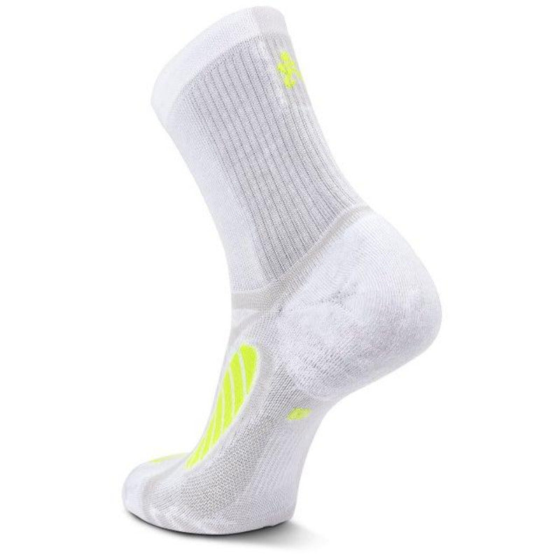 Ultralight Crew Running Socks, White/Yellow