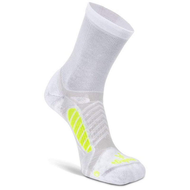 Ultralight Crew Running Socks, White/Yellow