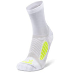 Ultralight Crew Running Socks, White/Yellow