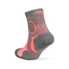 Support Quarter Running Socks, Sherbet Pink/Mid Grey