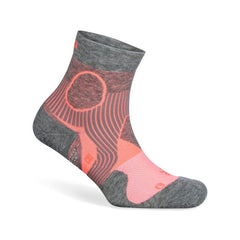 Support Quarter Running Socks, Sherbet Pink/Mid Grey