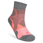 Support Quarter Running Socks, Sherbet Pink/Mid Grey