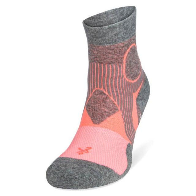Support Quarter Running Socks, Sherbet Pink/Mid Grey