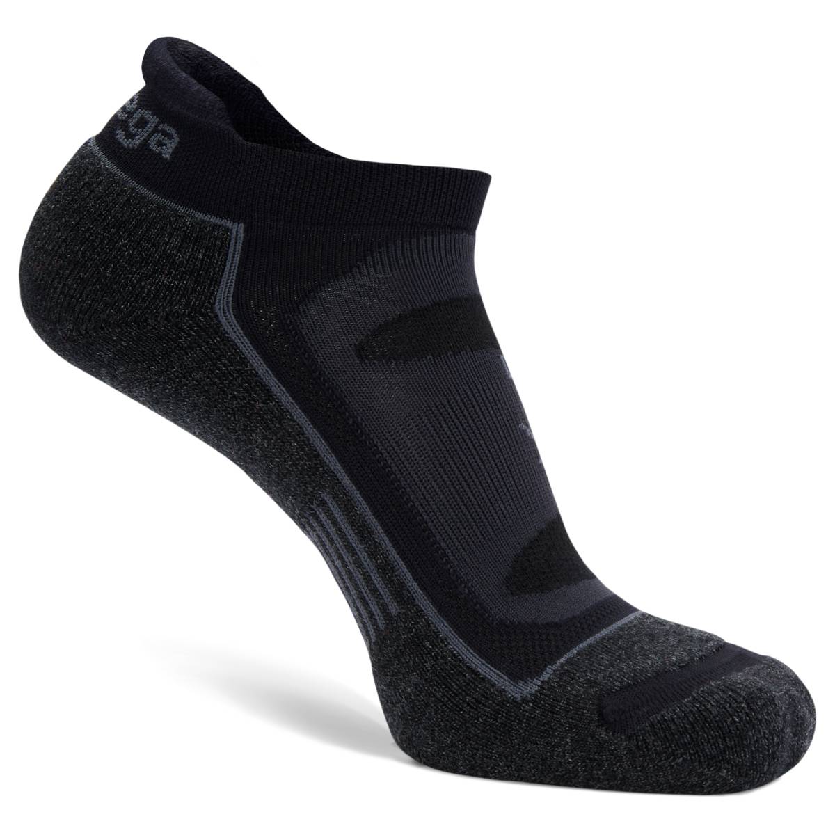 Blister Resist No Show Running Socks, Black/Grey