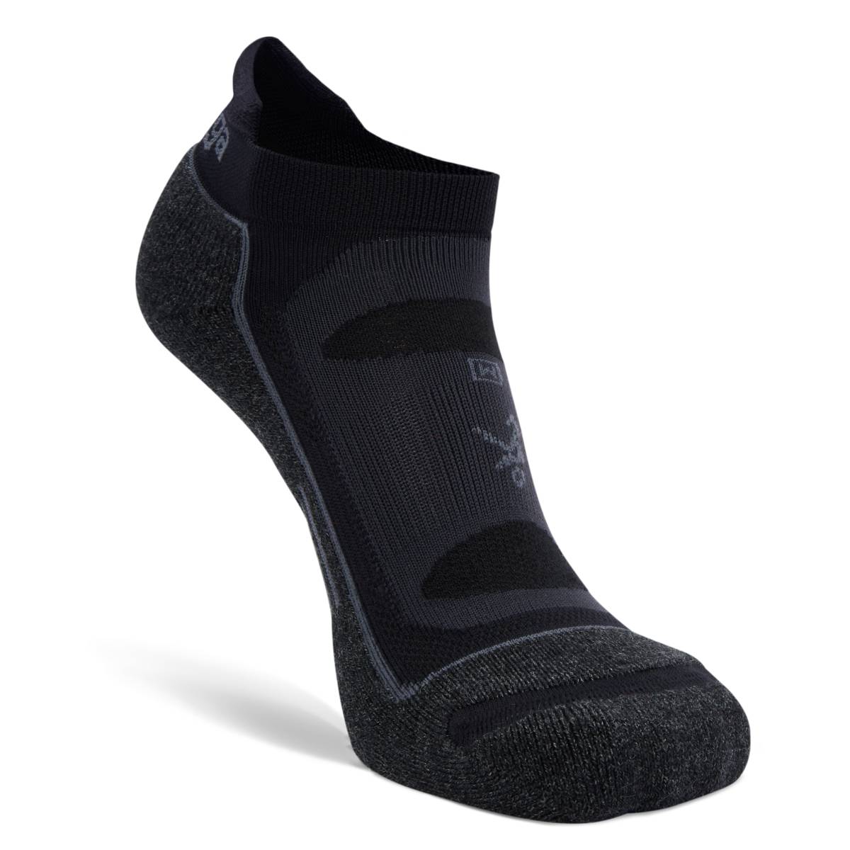 Blister Resist No Show Running Socks, Black/Grey