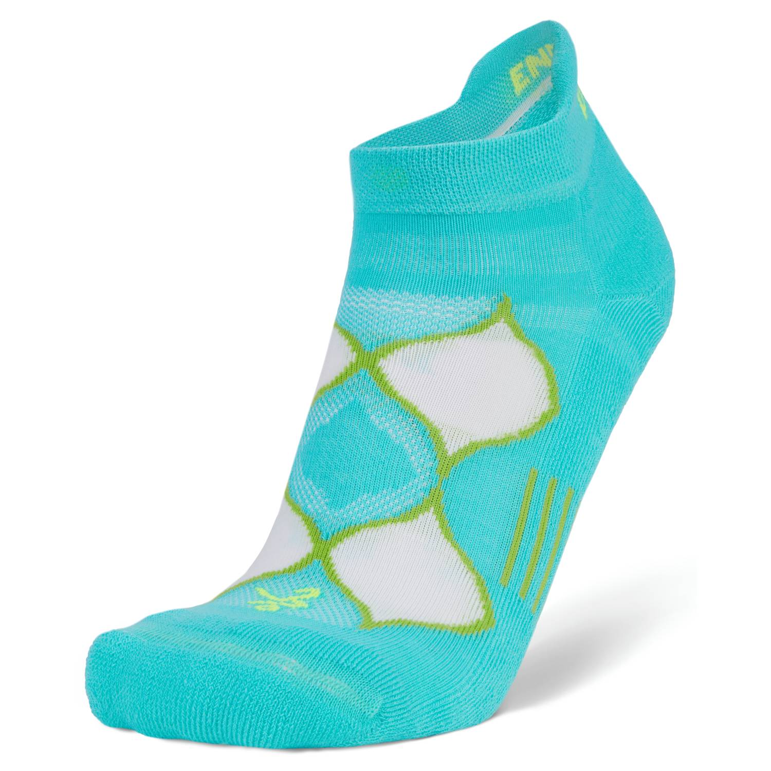 Enduro No-Show Running Socks, Turquoise/Lime Punch