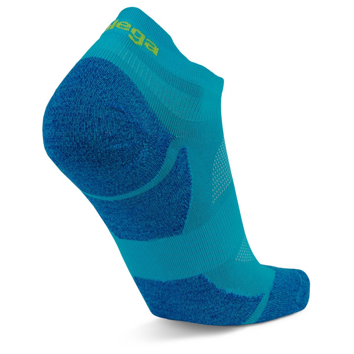 Blister Resist Light No Show Running Socks, Lake Blue/Lime Punch