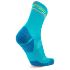 Blister Resist Light Mini Crew Running Socks, Lake Blue/Lime Punch