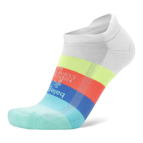 Hidden Comfort No-Show Running Socks, White/Retro Brights