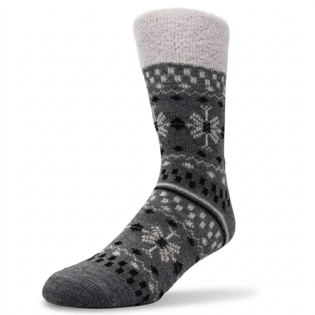 Yaktrax Women’s Cabin Socks, Grey/White/Black (3-8 UK / 35-41 EU) Main image