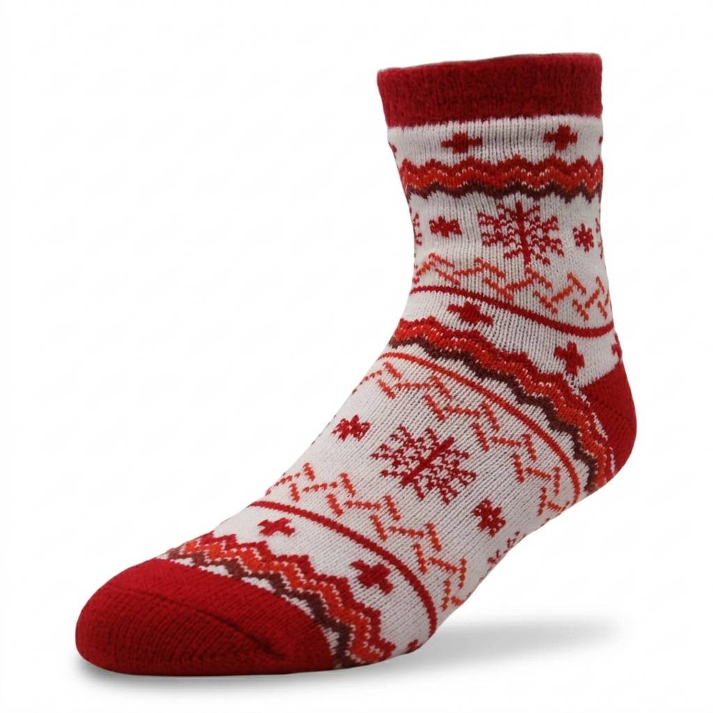 Yaktrax Women’s Nordic Cabin Socks, Red/White (3-8 UK / 35-41 EU) Main image
