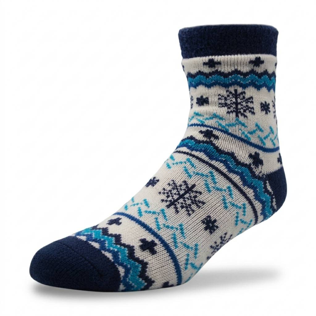 Yaktrax Women’s Nordic Cabin Socks, White/Navy (3-8 UK / 35-41 EU) Main image