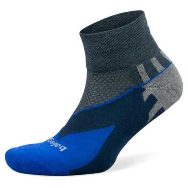 Enduro Quarter Running Socks, Charcoal/Cobalt