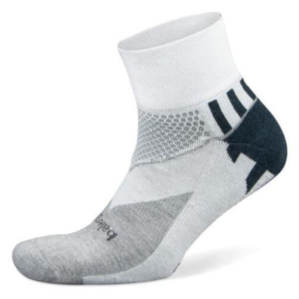 Enduro Quarter Running Socks, White/Mid Grey