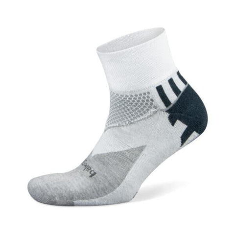 Enduro Quarter Running Socks, White/Mid Grey