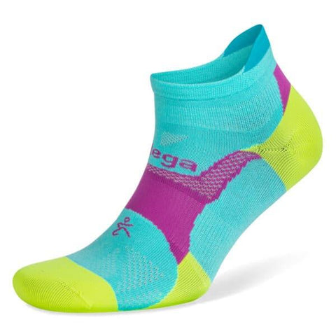 Hidden Dry No-Show Running Socks, Neon Aqua/Neon Lime
