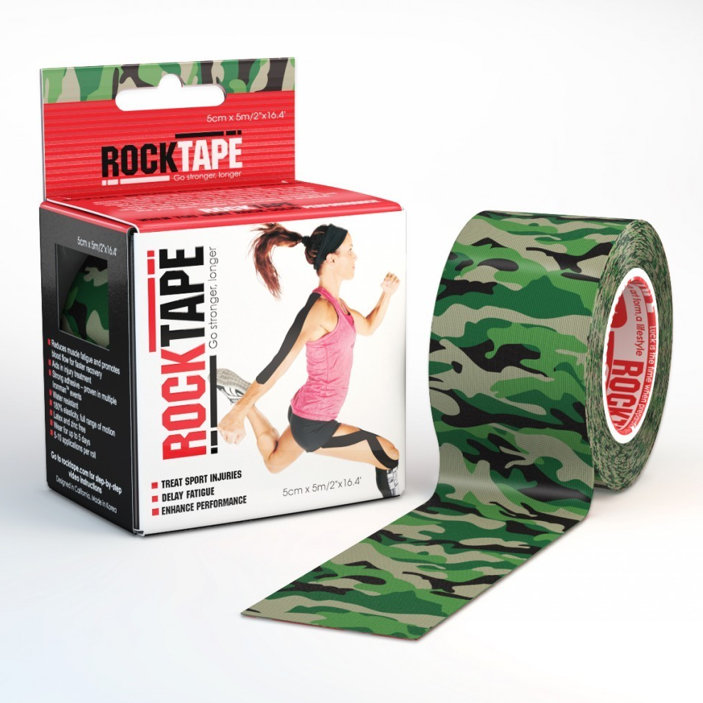 RockTape Camo Green 5cm width – 5m length Kinesiology Tape Main image