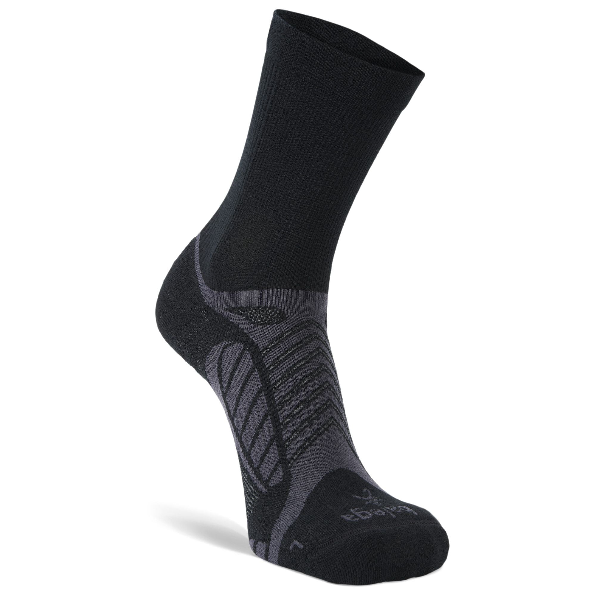 Ultralight Mini Crew Running Socks, Black/Grey