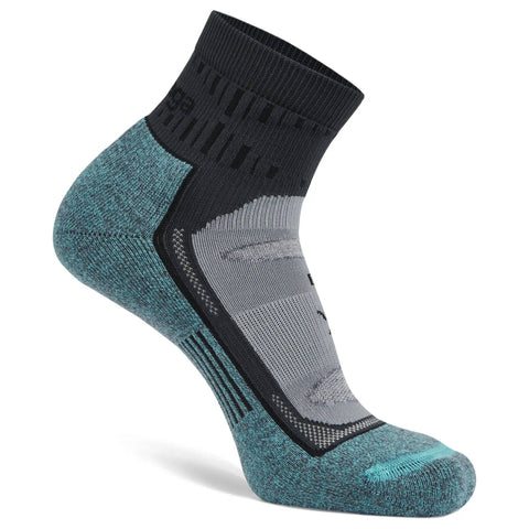 Blister Resist Quarter Running Socks, Grey/Blue
