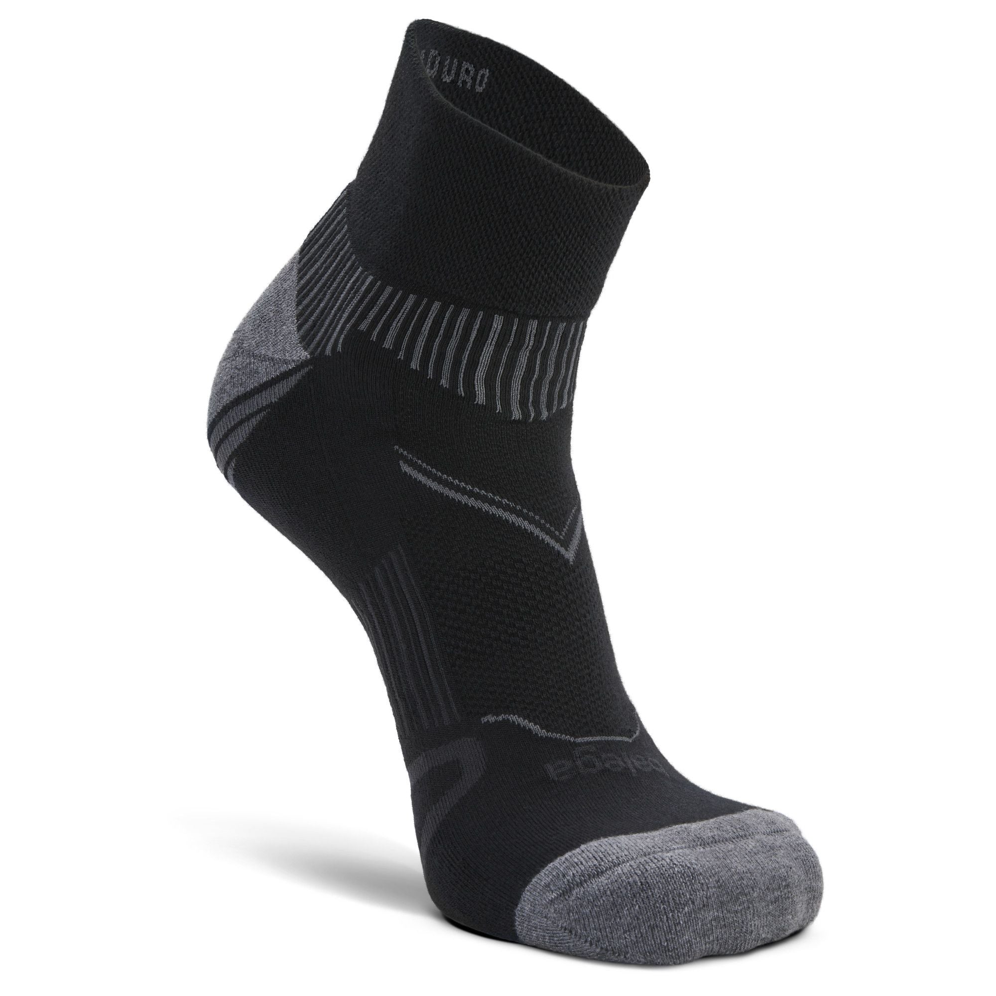 Enduro Quarter Running Socks, Black/Grey
