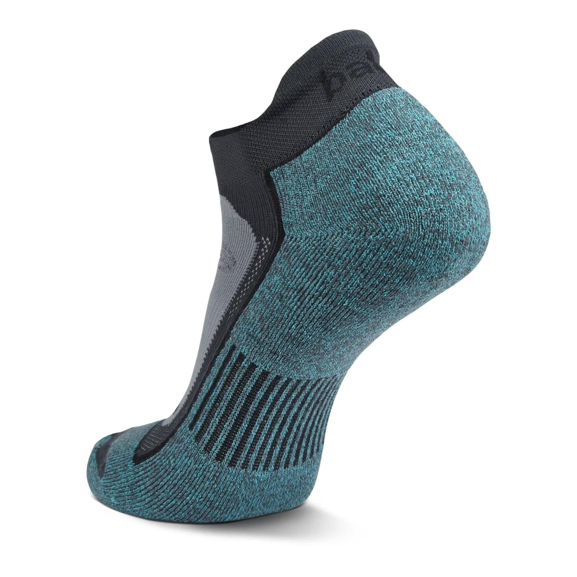Blister Resist No Show Running Socks, Grey/Blue
