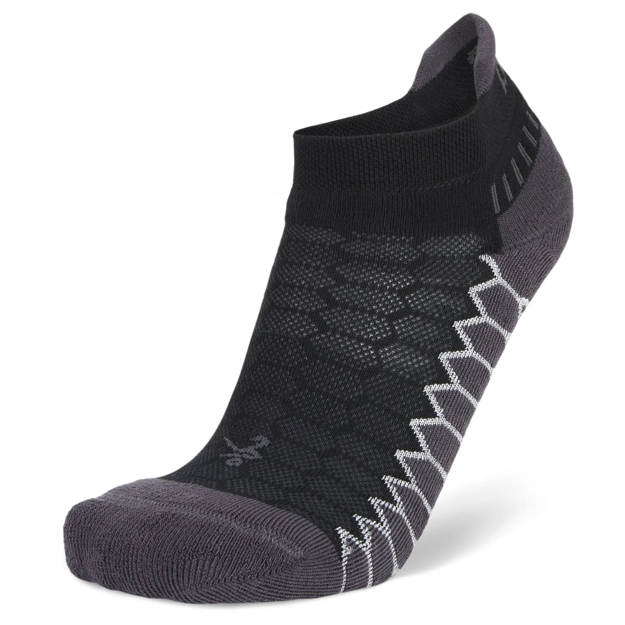 Silver No Show Running Socks, Black