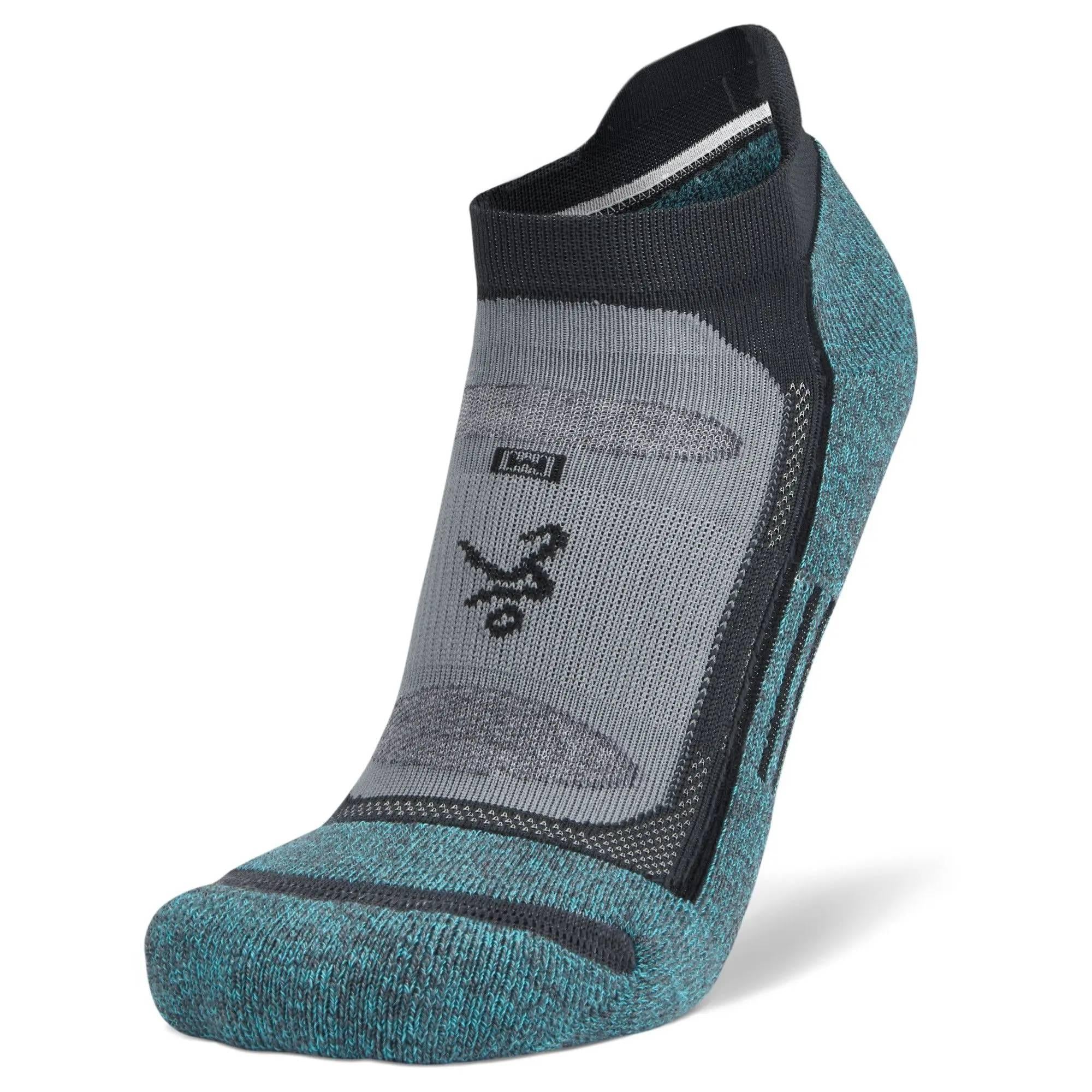 Blister Resist No Show Running Socks, Grey/Blue