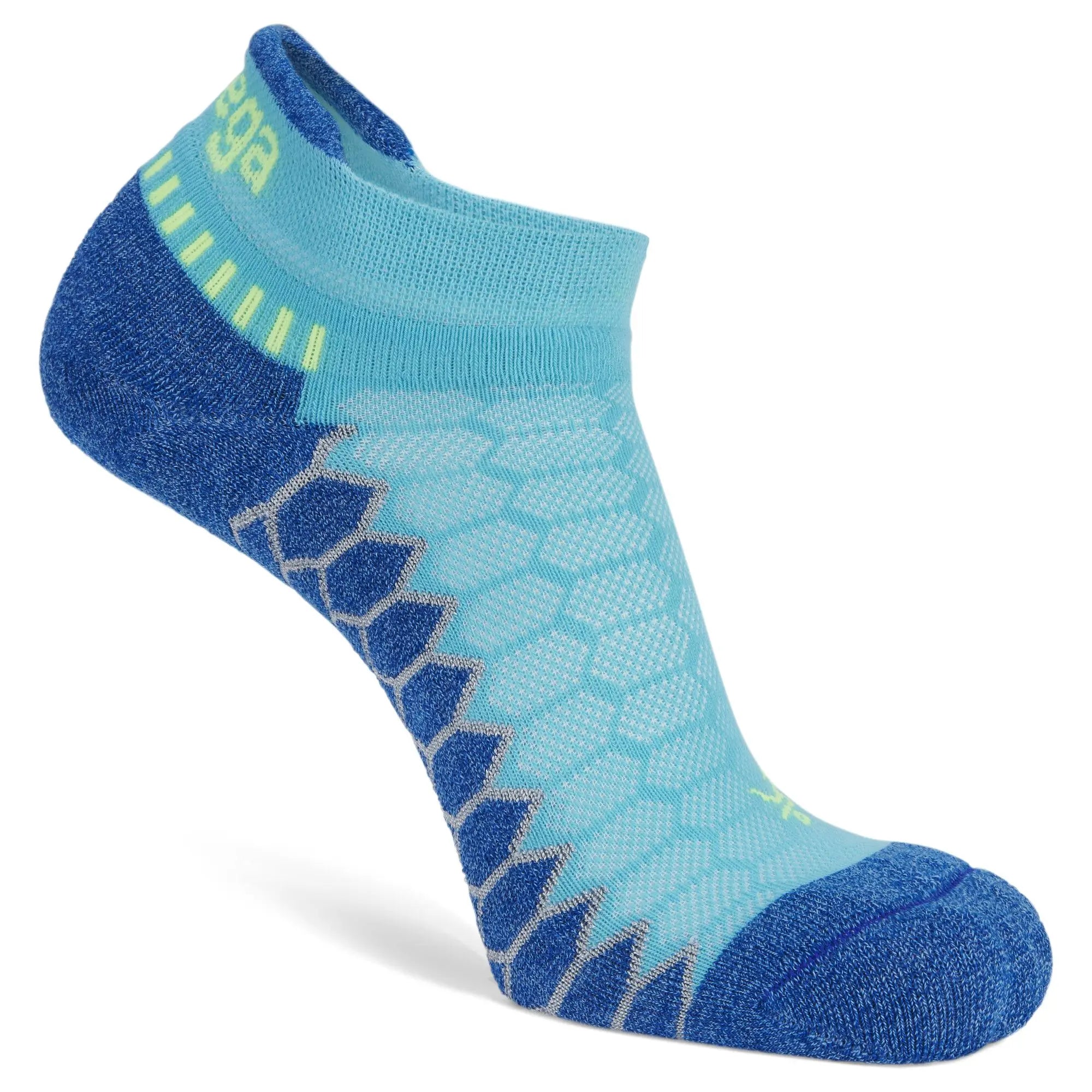 Silver No Show Running Socks, Cobalt
