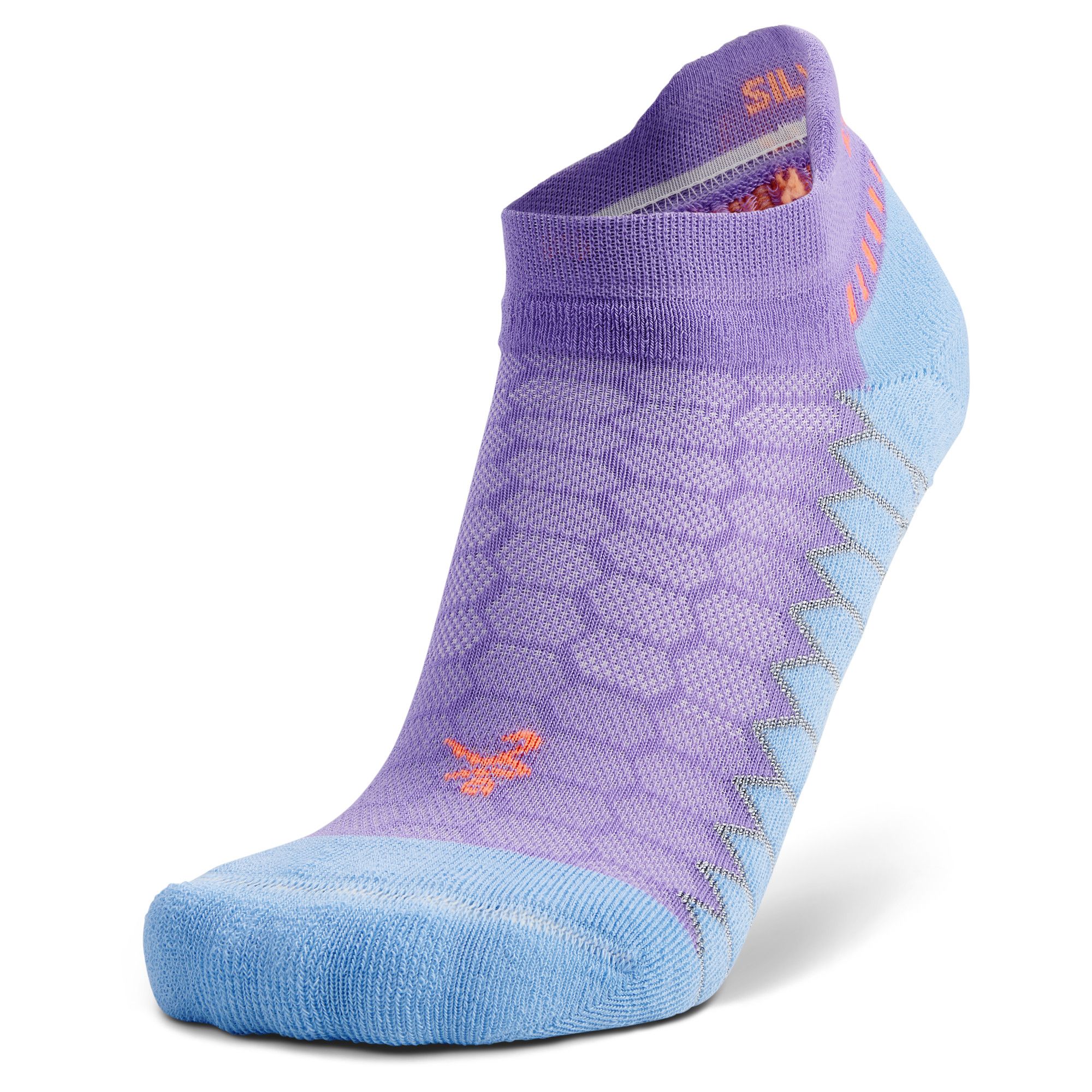 Silver No Show Running Socks, Lavender