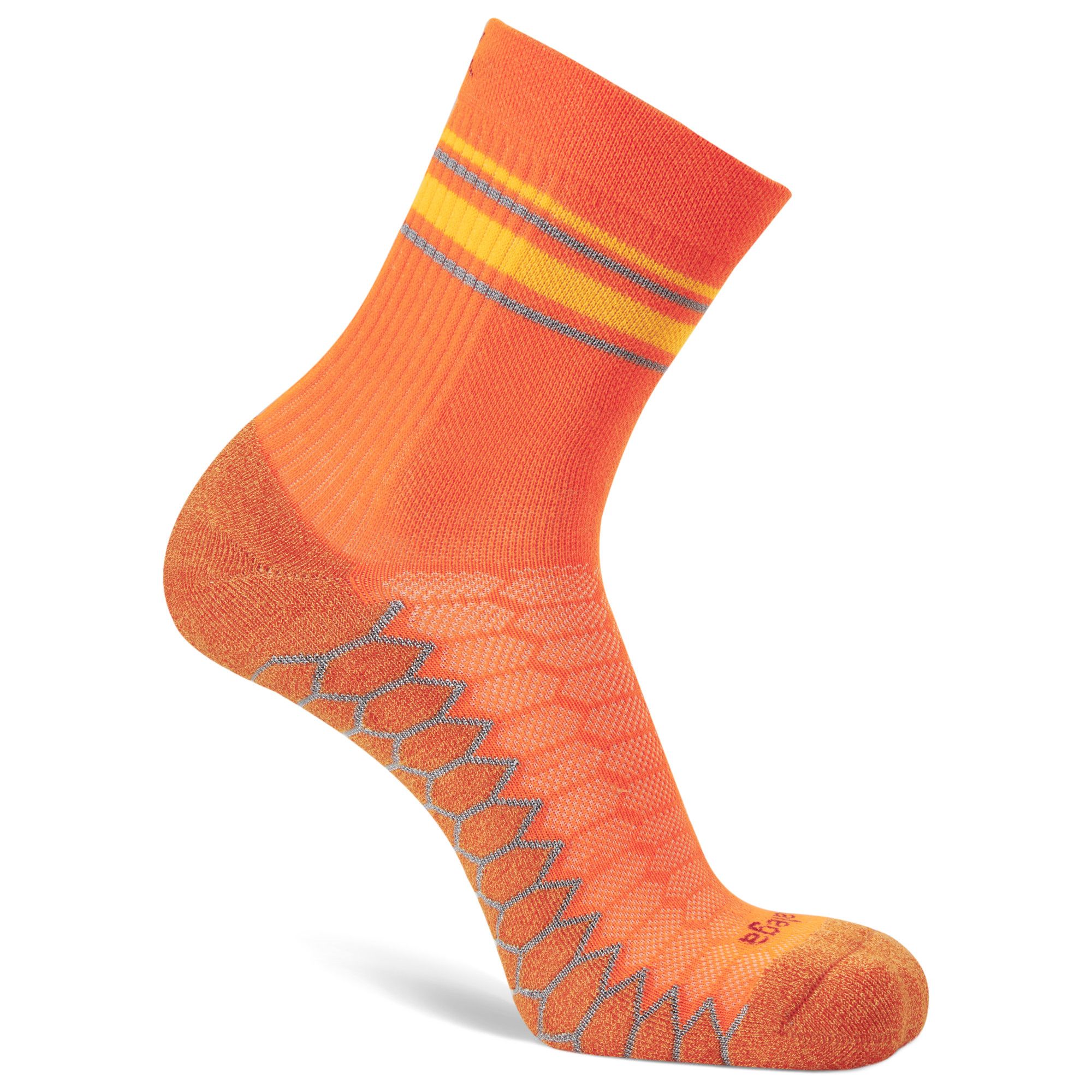 Silver Mini Crew Running Socks, Neon Orange
