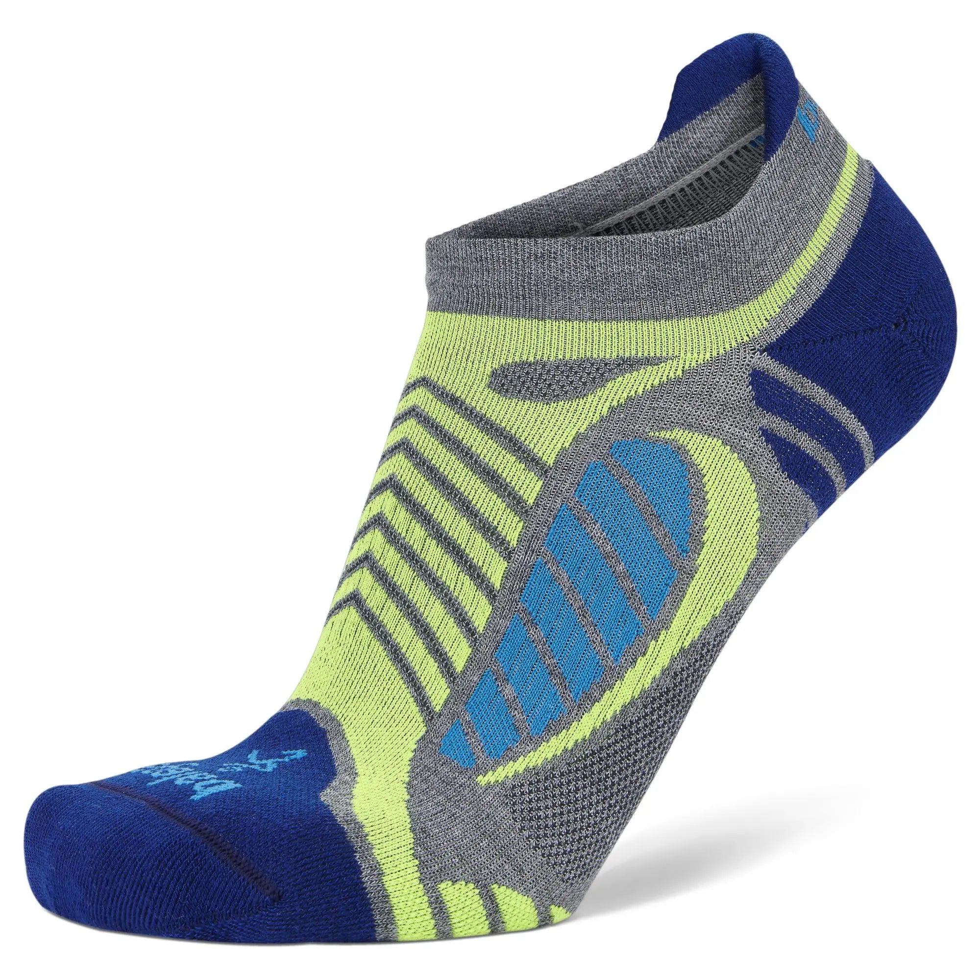 Ultralight No-Show Running Socks, Grey Heather/Royal Blue Main image