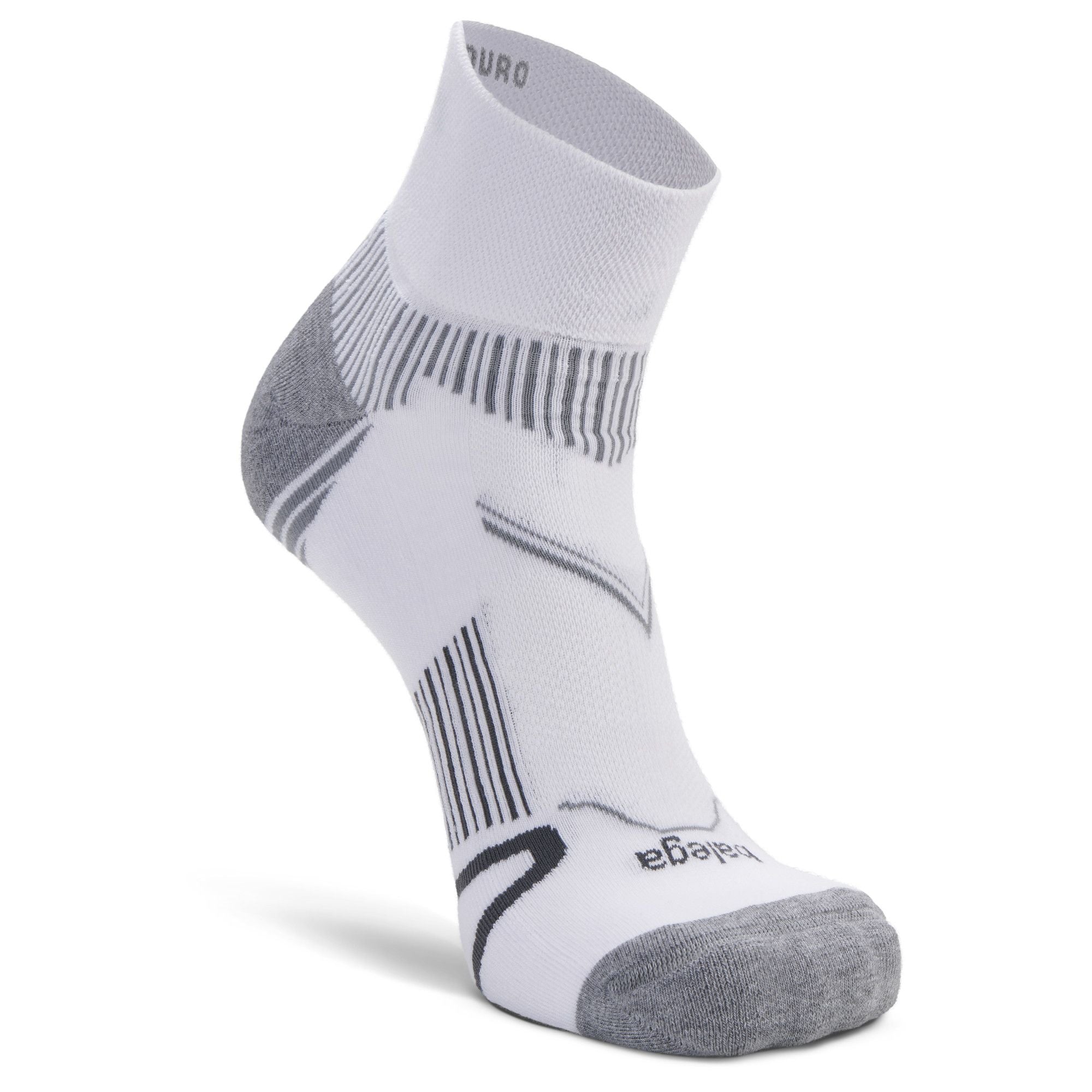 Enduro Quarter Running Socks, White/Grey