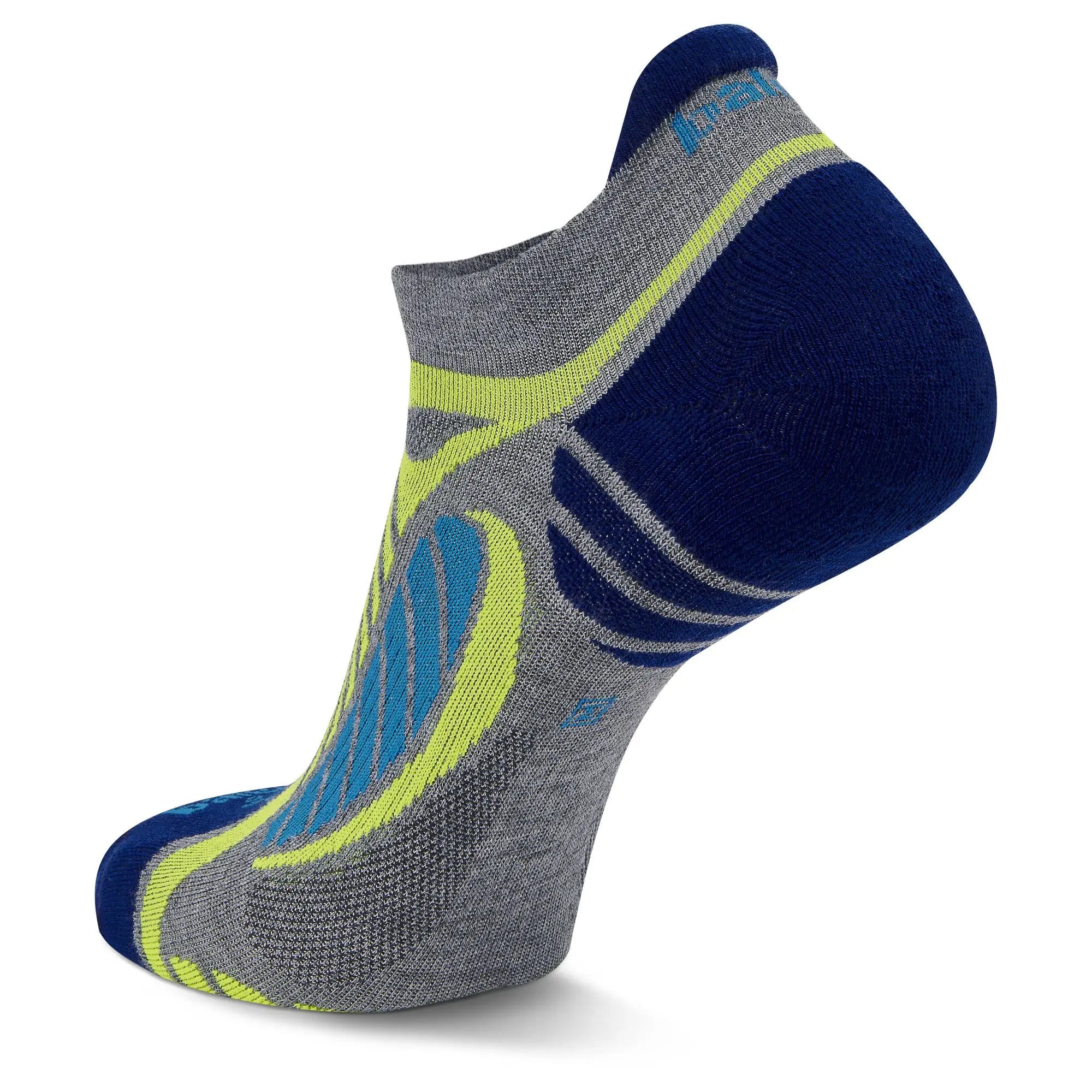 Ultralight No Show Running Socks Grey Heather Royal Blue Balega