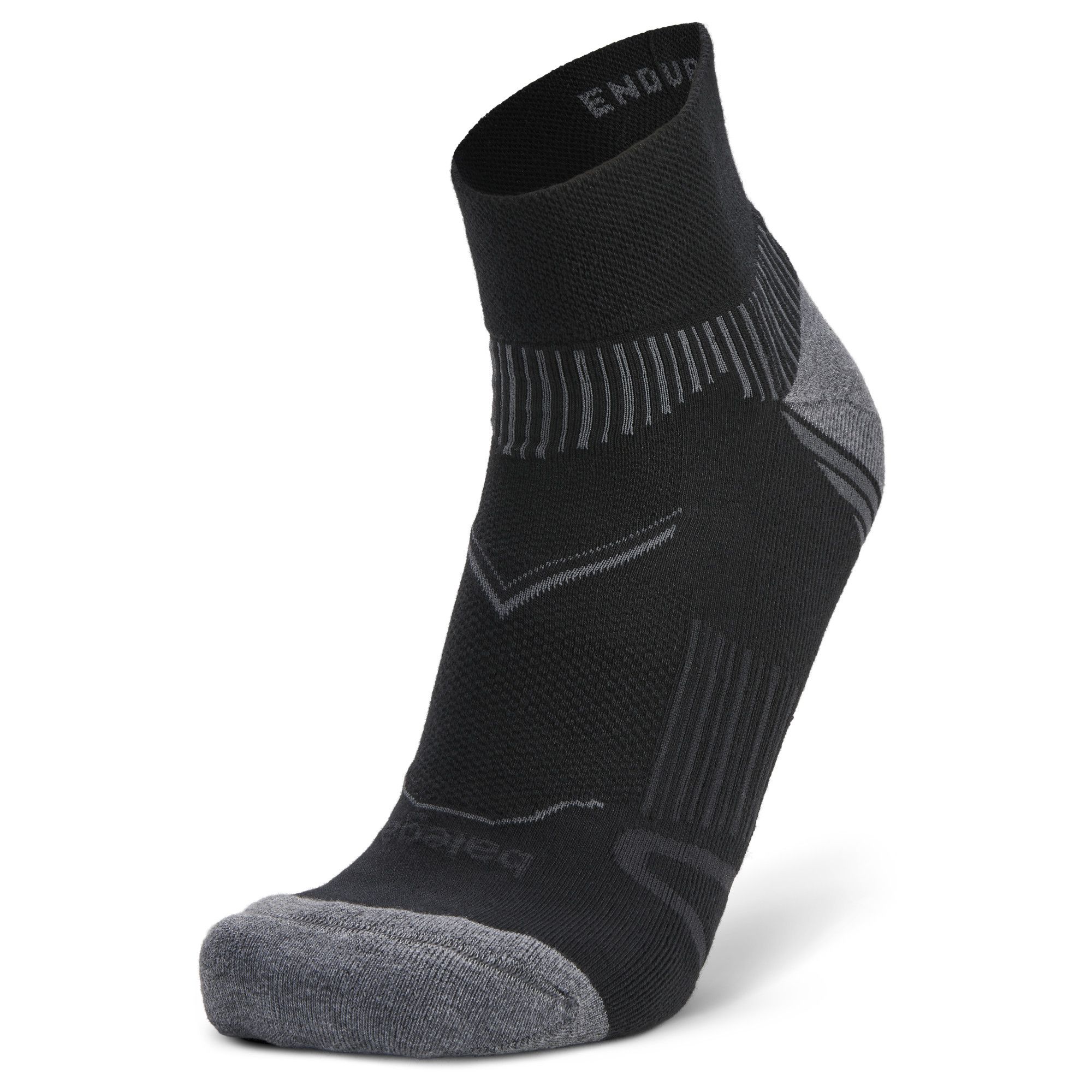 Enduro Quarter Running Socks, Black/Grey