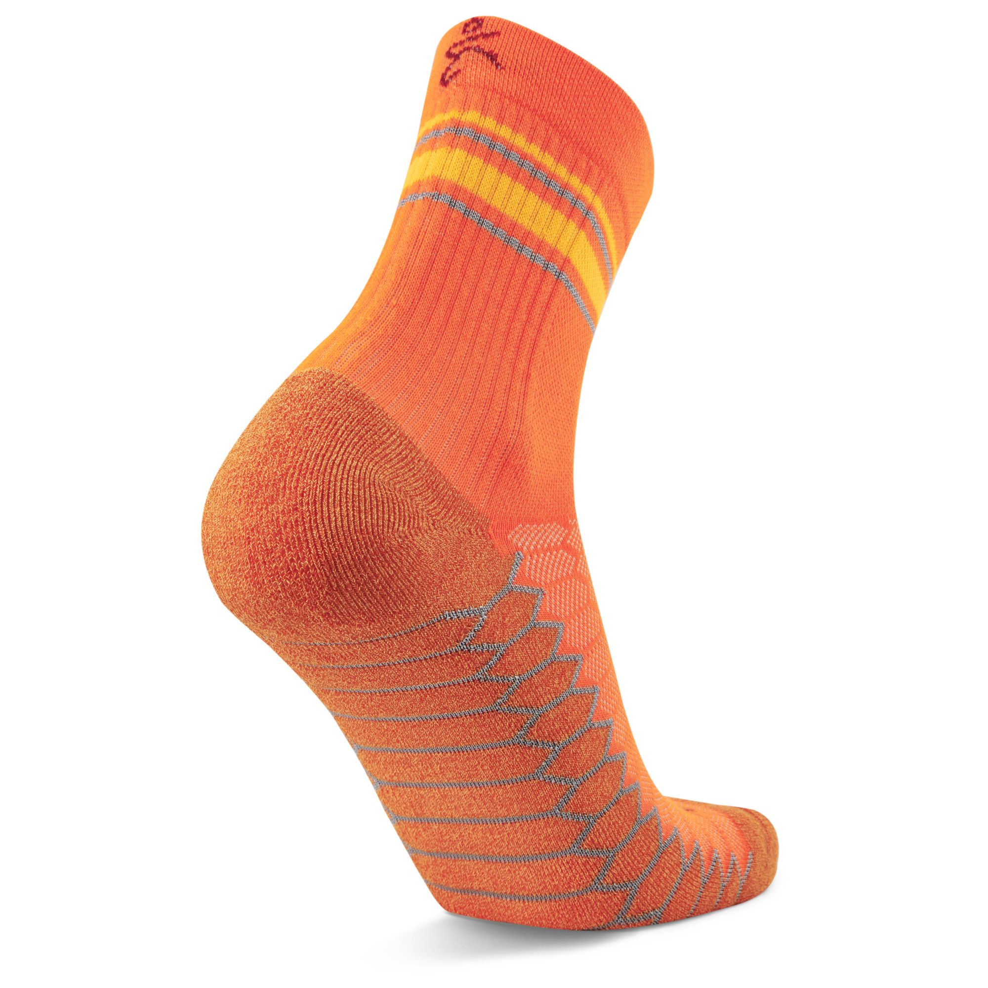 Silver Mini Crew Running Socks, Neon Orange
