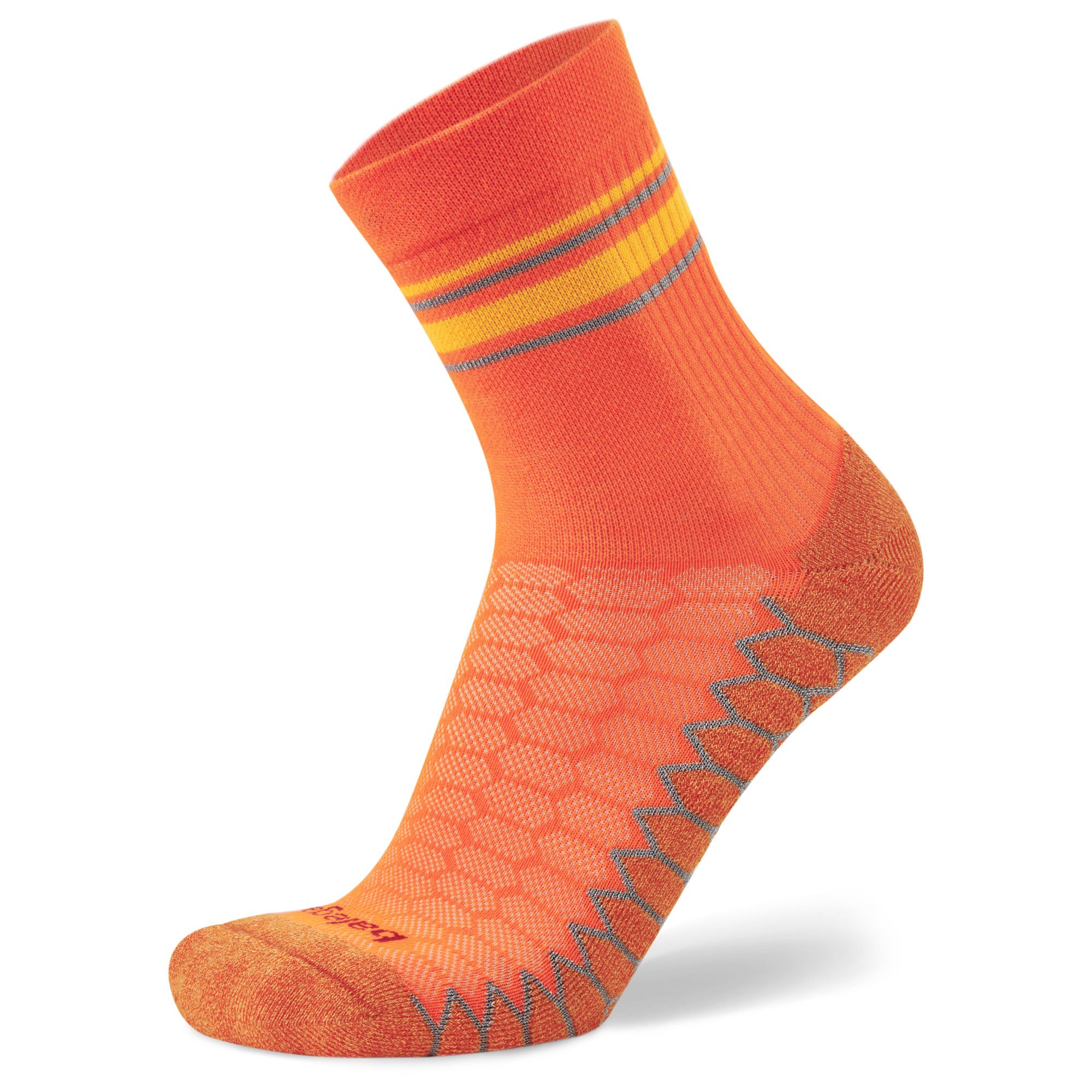 Silver Mini Crew Running Socks, Neon Orange Main image