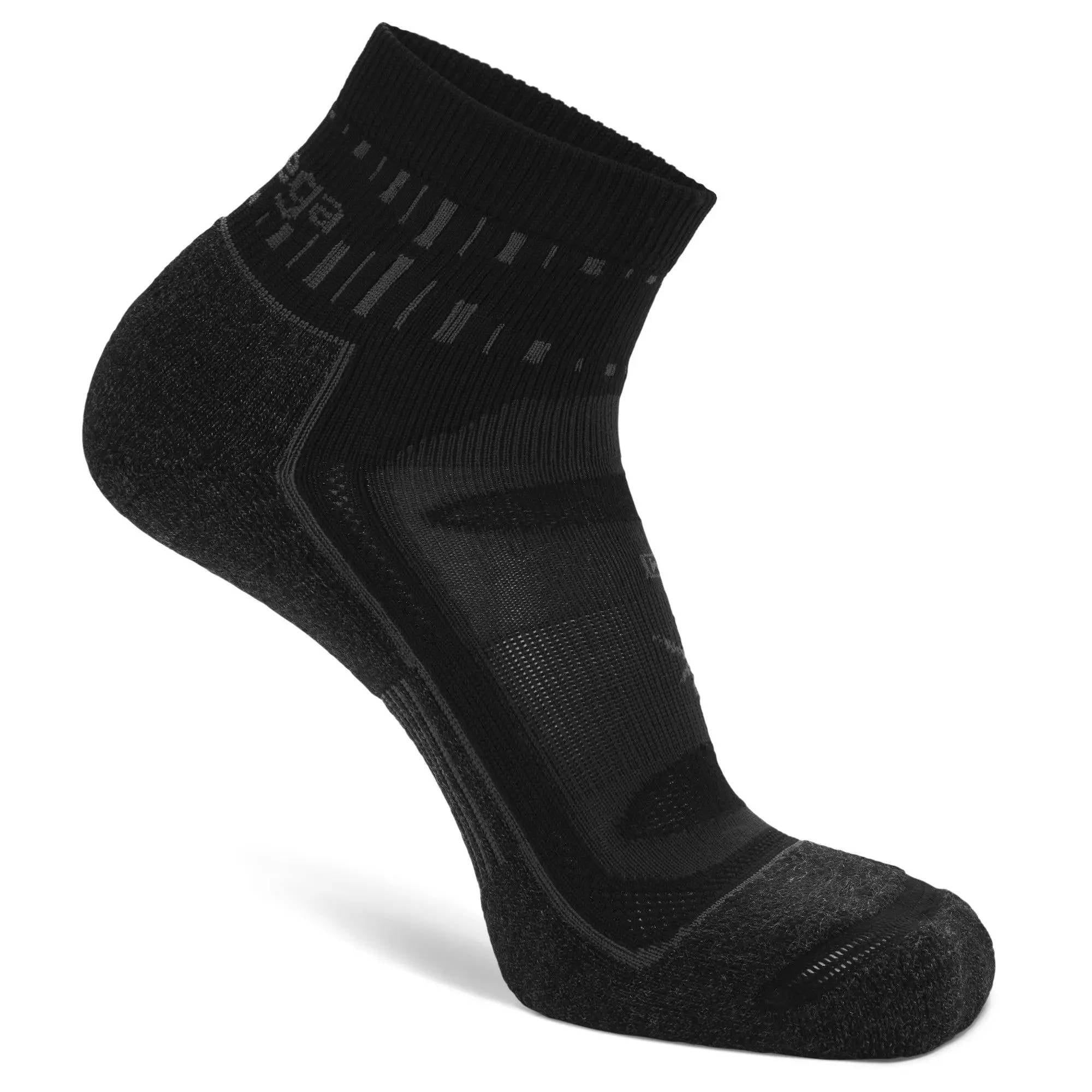 Blister Resist Quarter Running Socks, Grey/Black