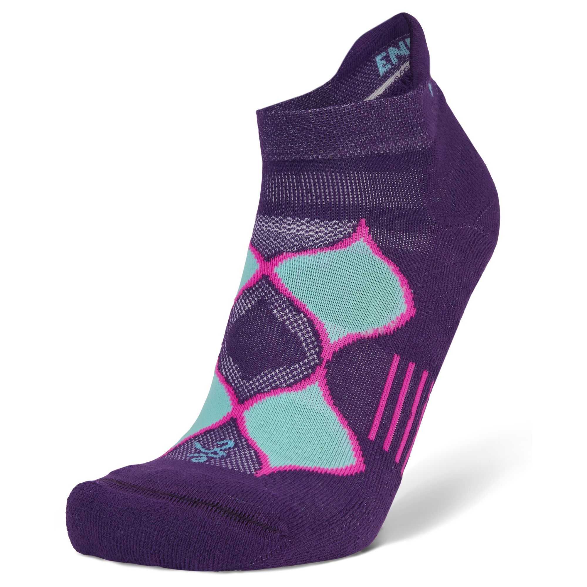 Enduro No-Show Running Socks, Purple/Watermelon