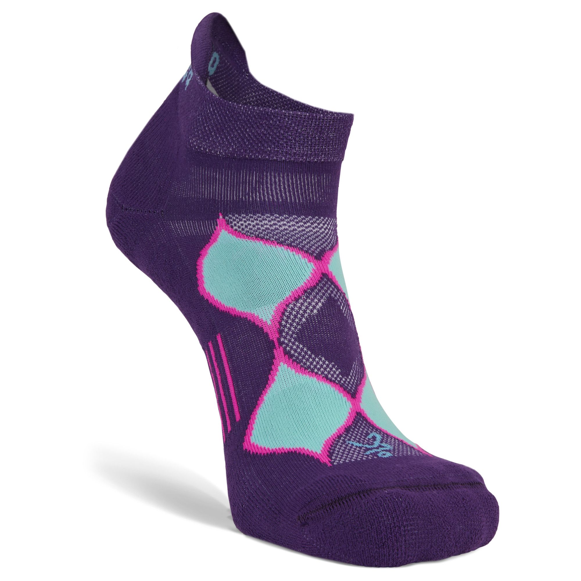 Enduro No-Show Running Socks, Purple/Watermelon