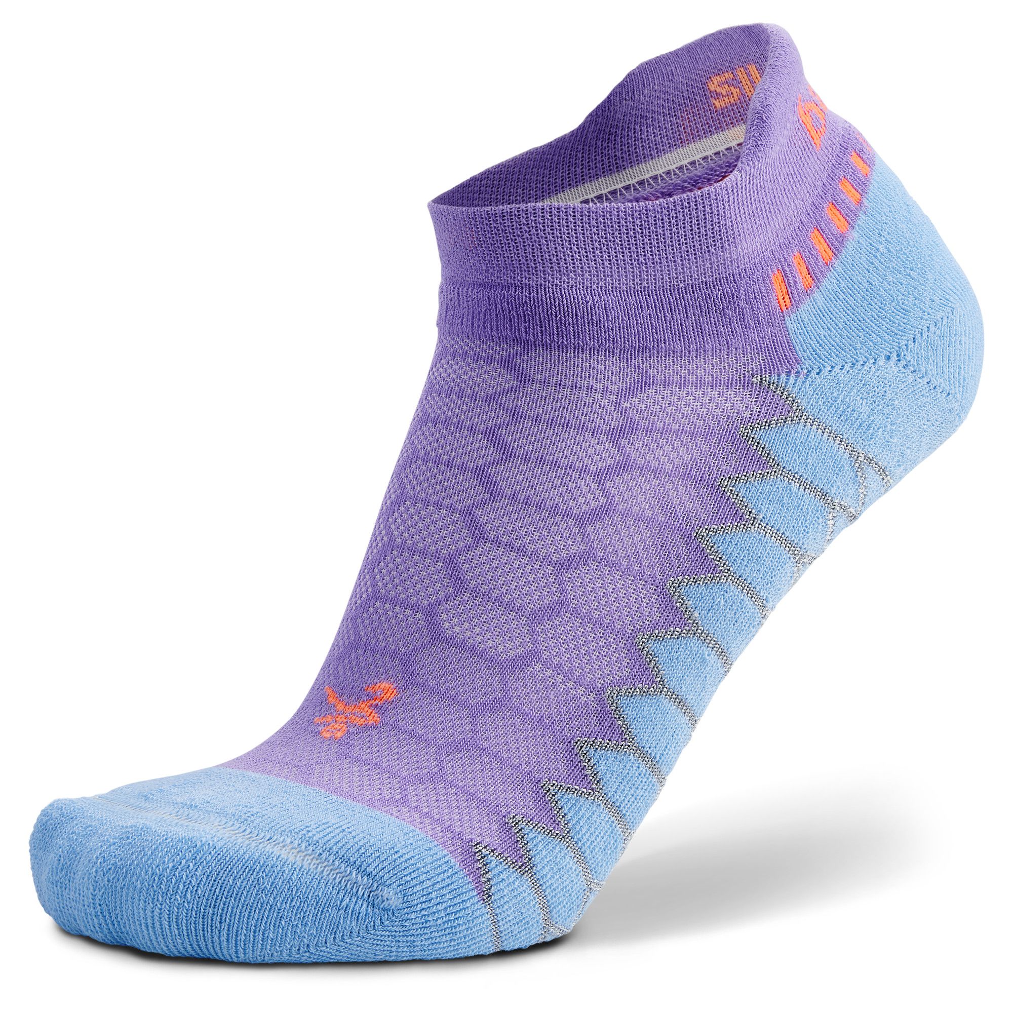 Silver No Show Running Socks, Lavender Main image